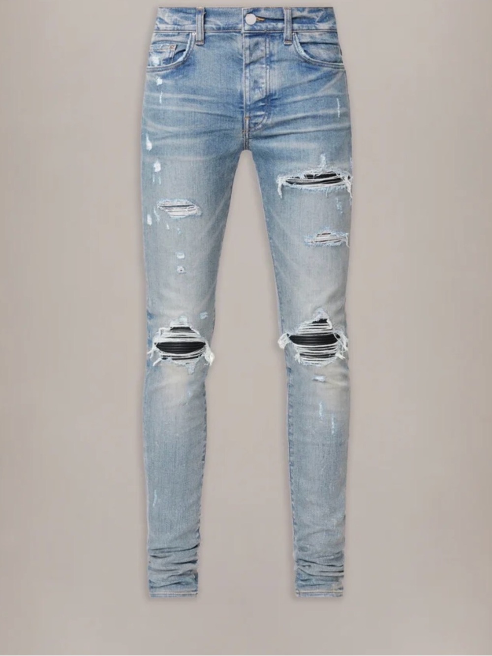 AMIRI Light Blue Distressed Skinny Jeans